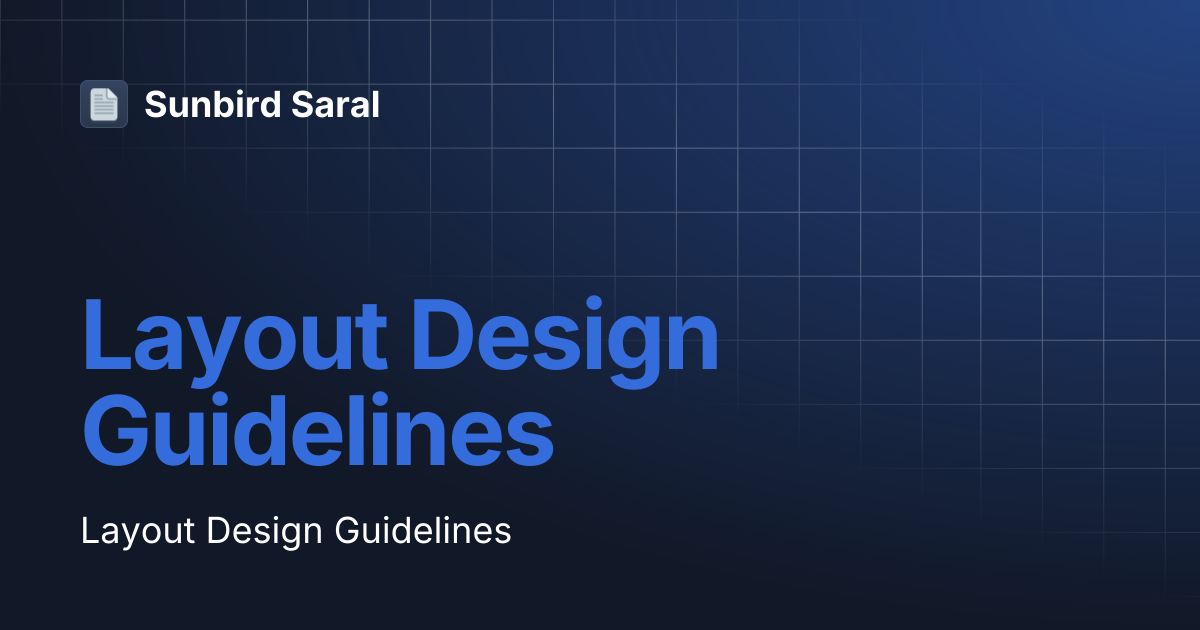 Layout Design Guidelines | Sunbird Saral